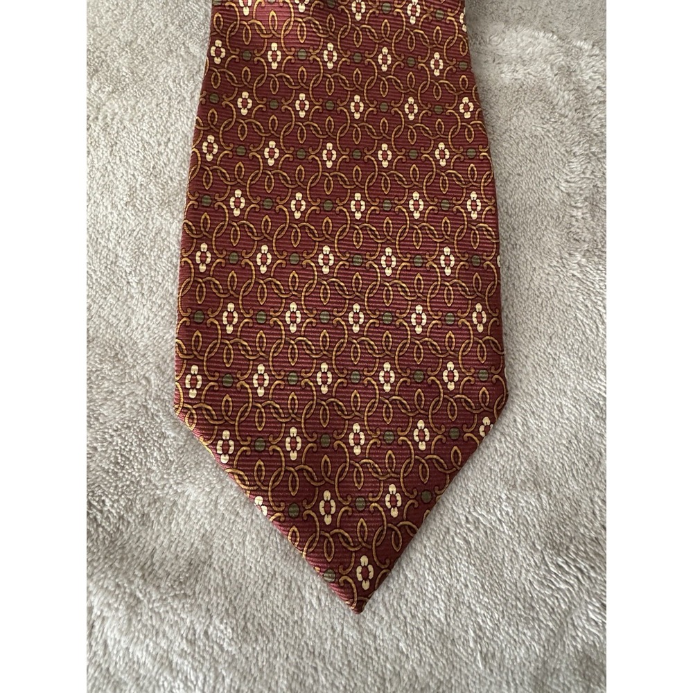 Gerardini Firenze Silk Tie Red Gold Geometric Pattern Made in Italy Designer